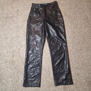 ABERCROMBIE & FITCH ULTRA HIGH STRAIGHT LEG 90'S FAUX LEATHER JEAN'S  28/6